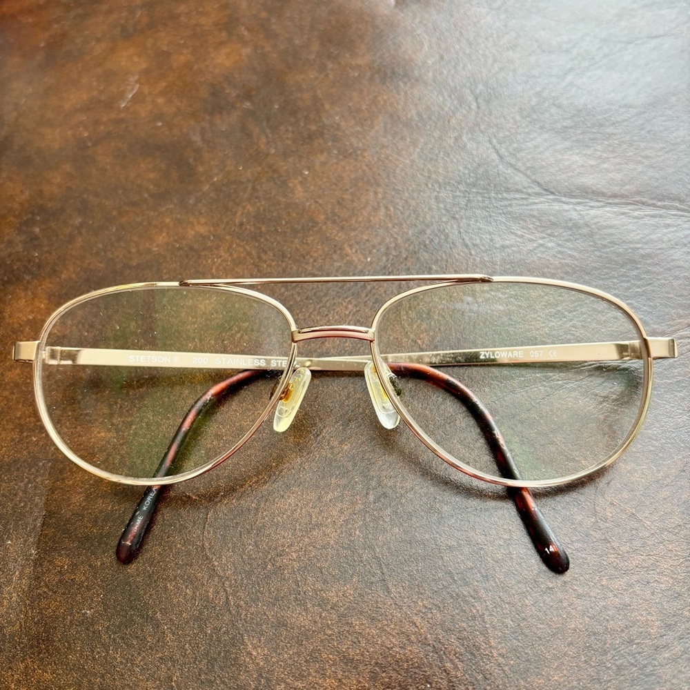 Stetson Zyloware 057 Stainless Steel Gold Aviator UnisexGlasses Frame Only 55-16 - Picture 10 of 12